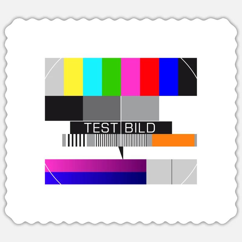 Tester l’image Écran de télévision Affichage nostalgique - Sticker taille S (10 x 10 cm) - blanc mat