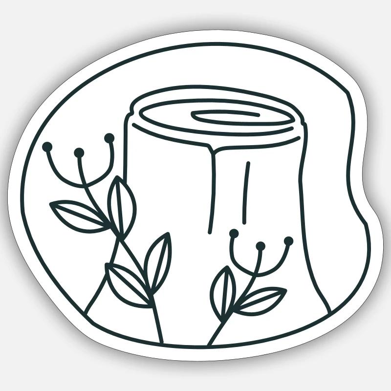 Holzstumpf mit Blumenblumen Sticker Größe S (10 x 10 cm)