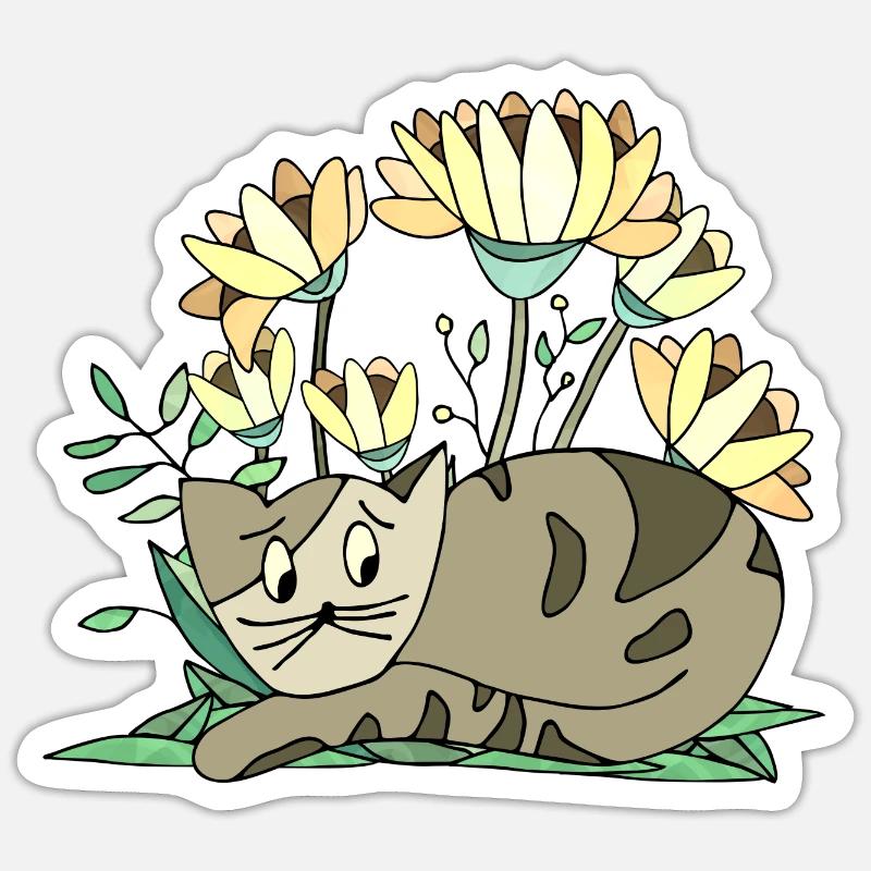 Chat - Sticker taille S (10 x 10 cm) - blanc mat