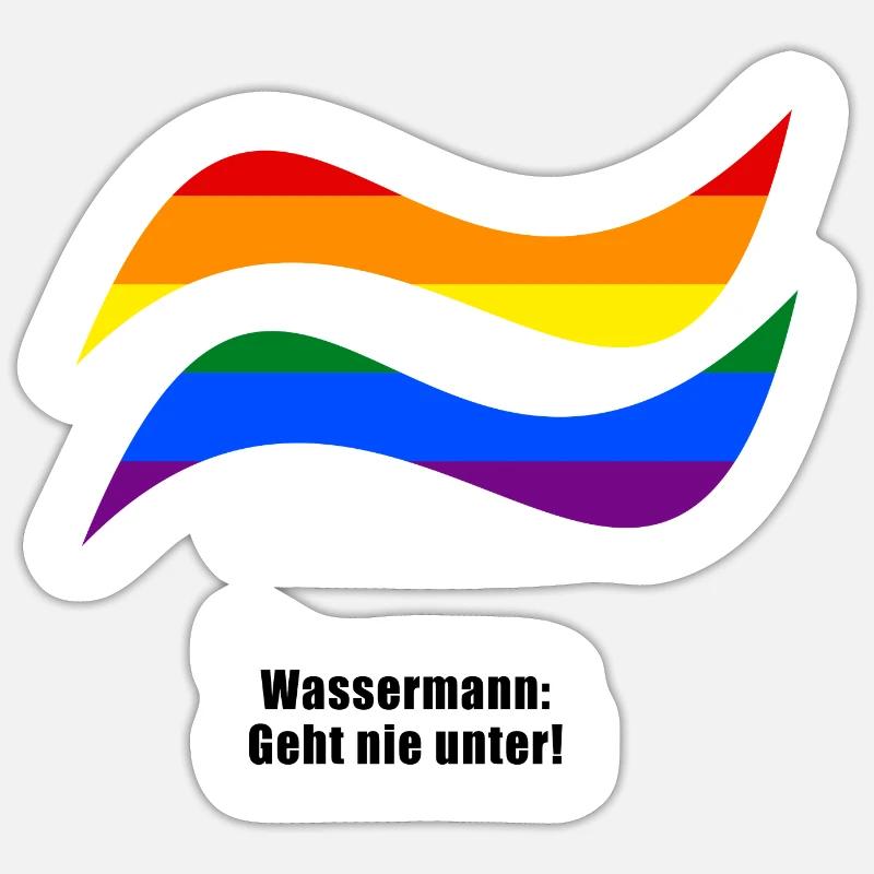 Sternzeichen Wassermann Pride Design - Sticker Größe S (10 x 10 cm) - Mattweiß