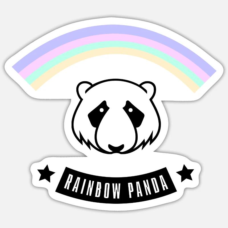 Rainbow Panda - Sticker Größe S (10 x 10 cm) - Mattweiß