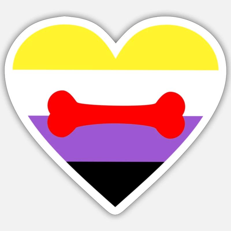 Nonbinary Puppy Play LGBTQ Pride - Sticker Größe S (10 x 10 cm) - Mattweiß