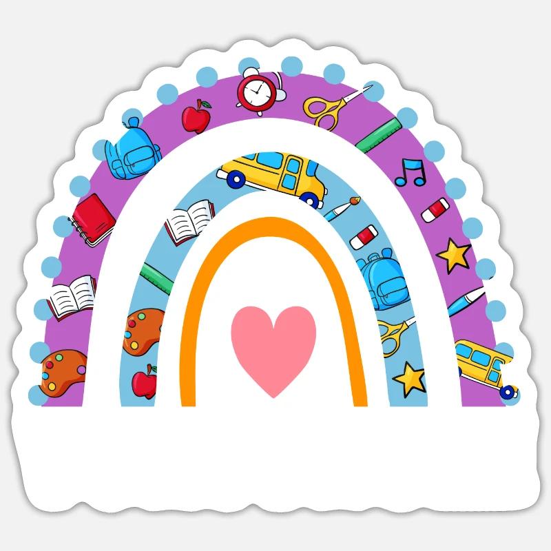 Vorschule Regenbogen Vorschüler Geschenk - Sticker Größe S (10 x 10 cm) - Mattweiß