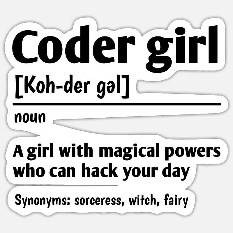 Coder Girl Definition Noun Software Developer Prog Sticker Größe S (10 x 10 cm)
