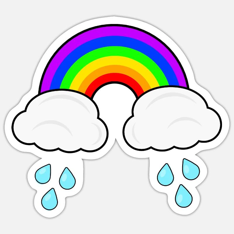 Rainy Rainbow - Sticker taille S (10 x 10 cm) - blanc mat