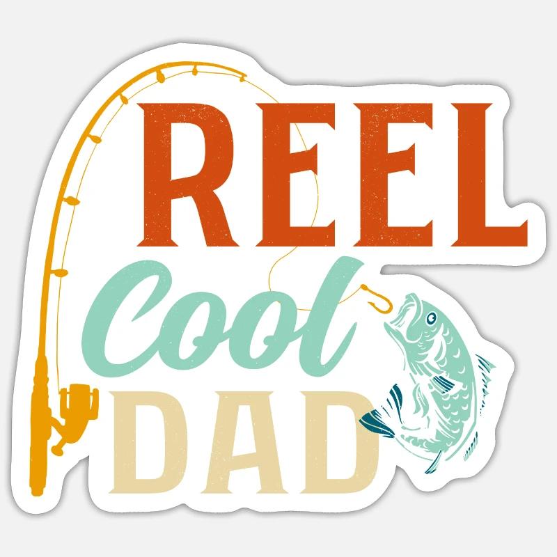 Reel Cool Papa Pêcheur Pêcheur - Sticker taille S (10 x 10 cm) - blanc mat