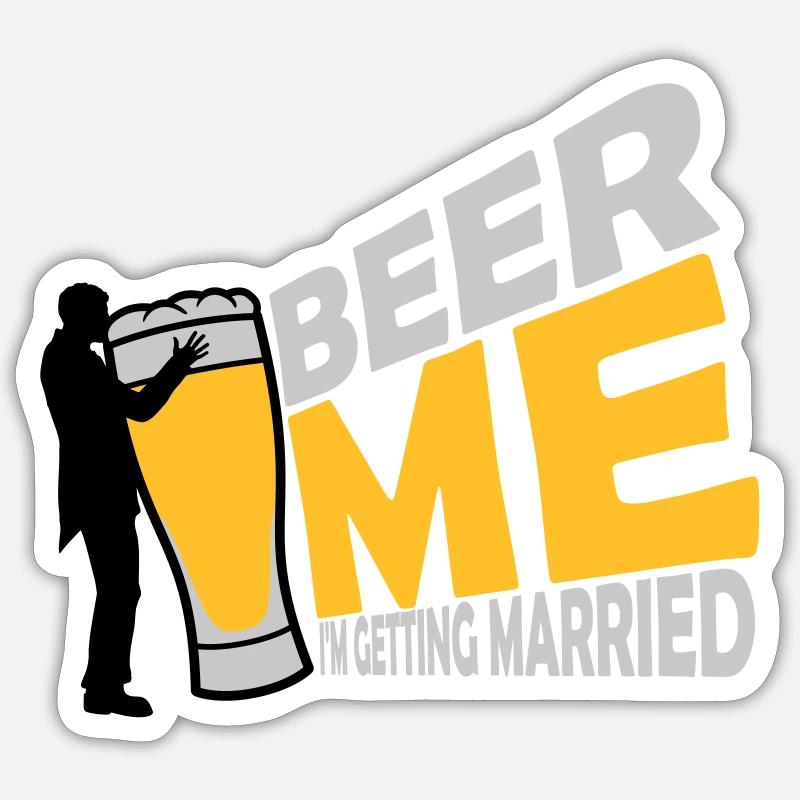 Beer Me Me marier - Sticker taille S (10 x 10 cm) - blanc mat
