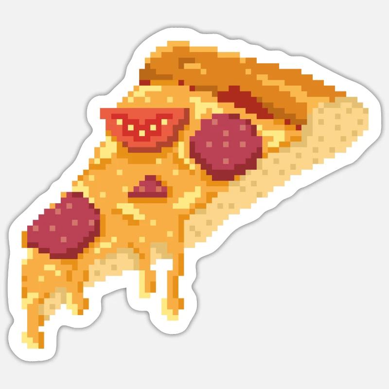 Retro Pixel Pizza - Sticker Größe S (10 x 10 cm) - Mattweiß