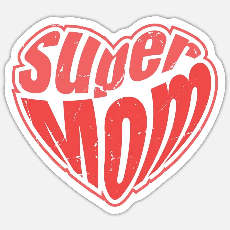 Supermom Mama Muttertag Hero - Sticker Größe S (10 x 10 cm) - Mattweiß