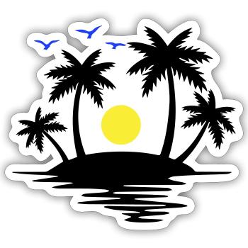 Île Paradis - Sticker taille S (10 x 10 cm) - blanc mat - Devant