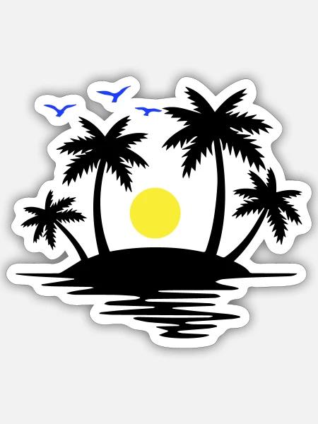 Insel Paradise - Sticker Größe S (10 x 10 cm) - Mattweiß
