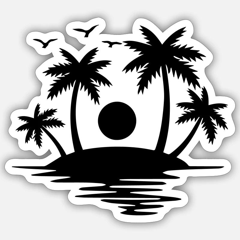 Île Paradis - Sticker taille S (10 x 10 cm) - blanc mat