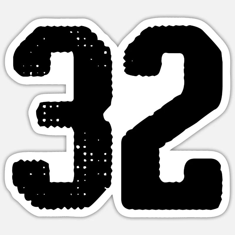 32 number jersey - Sticker size S (10 x 10 cm) - white matte
