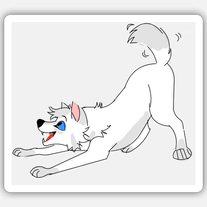 Freuender Wolf - Sticker Größe S (10 x 10 cm) - Mattweiß