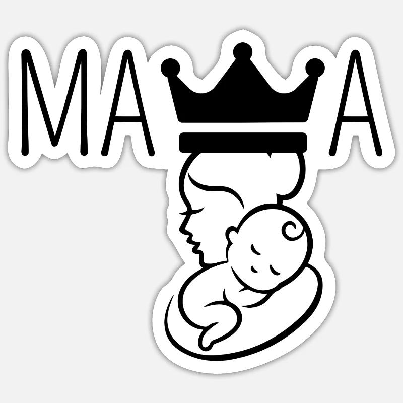 mama couronne - Sticker taille S (10 x 10 cm) - blanc mat