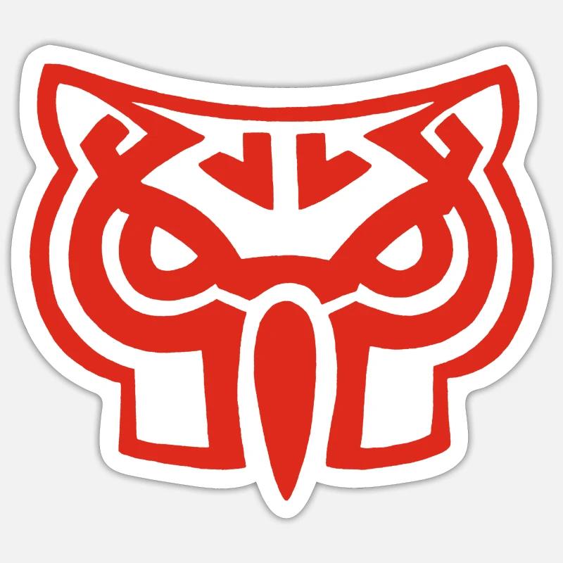 Roter Eulenkopf Sticker Größe S (10 x 10 cm)