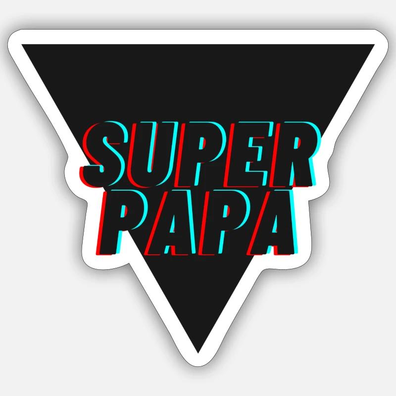 SUPER PAPA - Sticker taille S (10 x 10 cm) - blanc mat