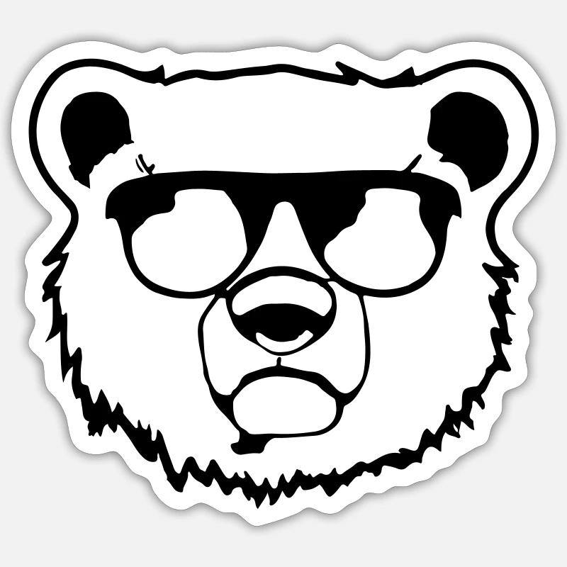 Eisbär mit Sonnenbrille Lustig Geschenkidee - Sticker Größe S (10 x 10 cm) - Mattweiß