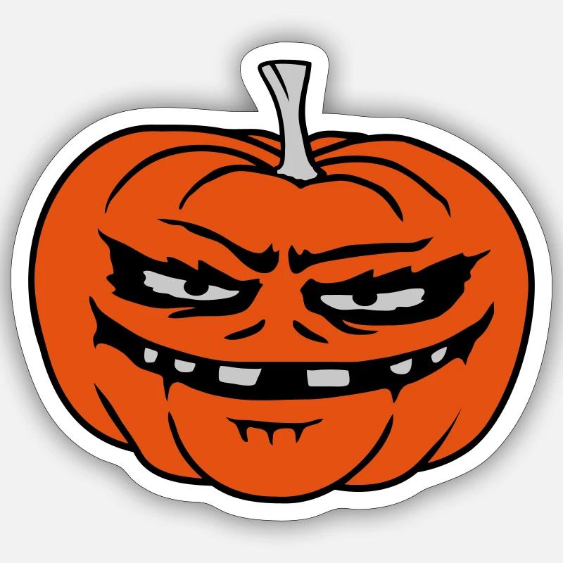 Evil Pumpkin Comic Halloween - Sticker taille S (10 x 10 cm) - blanc mat