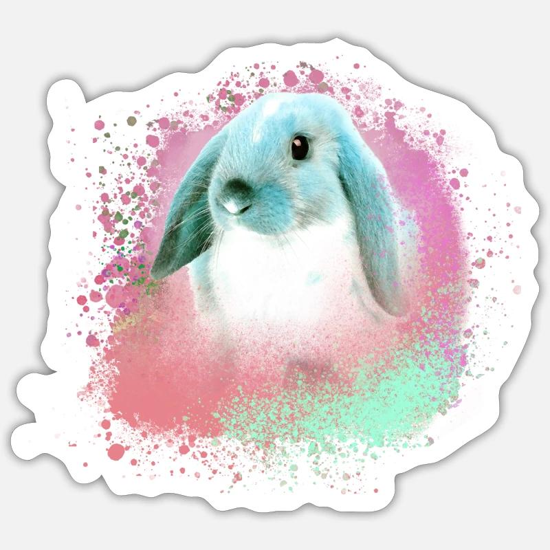 rabbit,graffiti,painting,pet,rabbit,blue Sticker size S (10 x 10 cm)