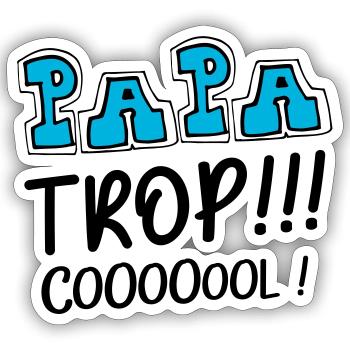 Papa trop cool ! message d'amour à son papa ! - Sticker taille S (10 x 10 cm) - blanc mat - Devant