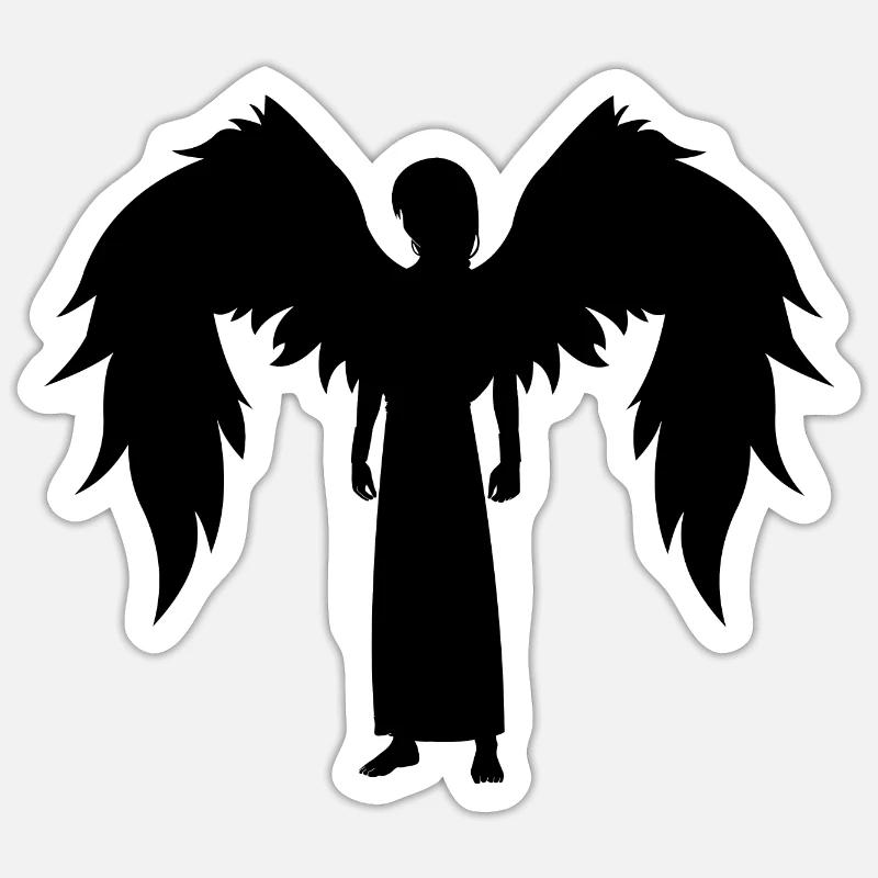 Die Silhouette eines Engels - Sticker Größe S (10 x 10 cm) - Mattweiß