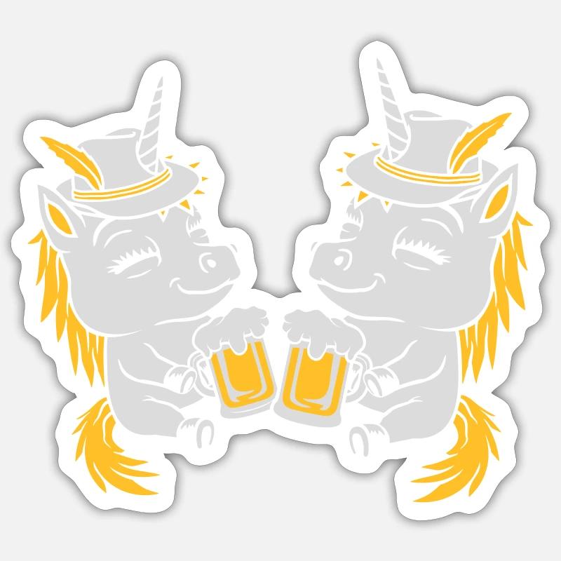 Bier Anstoßen Einhorn Team Sticker Größe S (10 x 10 cm)