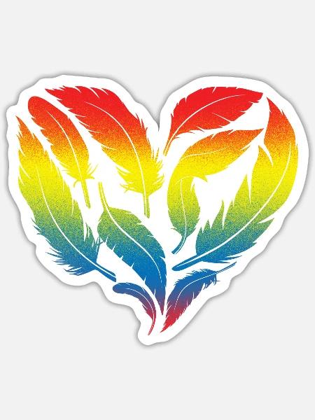 Vogelherz-Design für bunte Vogelfans - Sticker Größe S (10 x 10 cm) - Mattweiß