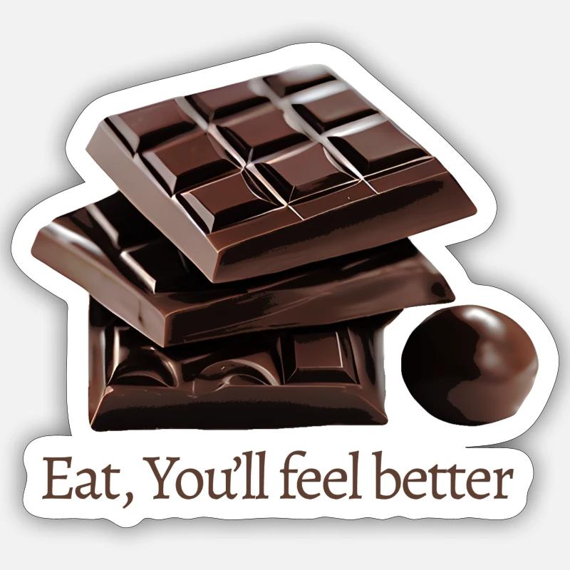 Eat, you ll feel better - Chocolat lover - Sticker taille S (10 x 10 cm) - blanc mat