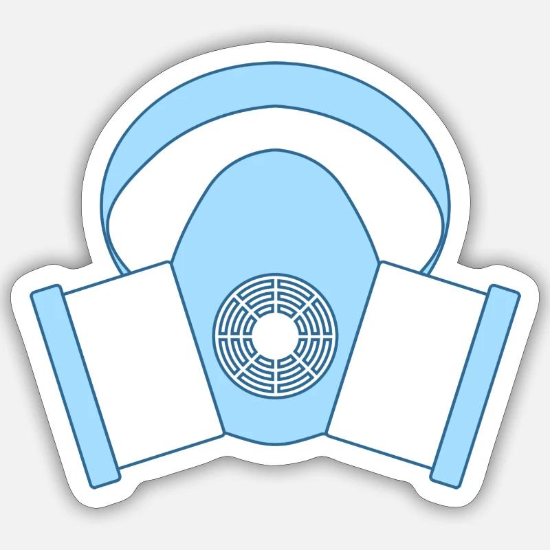 Blaue Gasmaske mit Filter - Sticker Größe S (10 x 10 cm) - Mattweiß