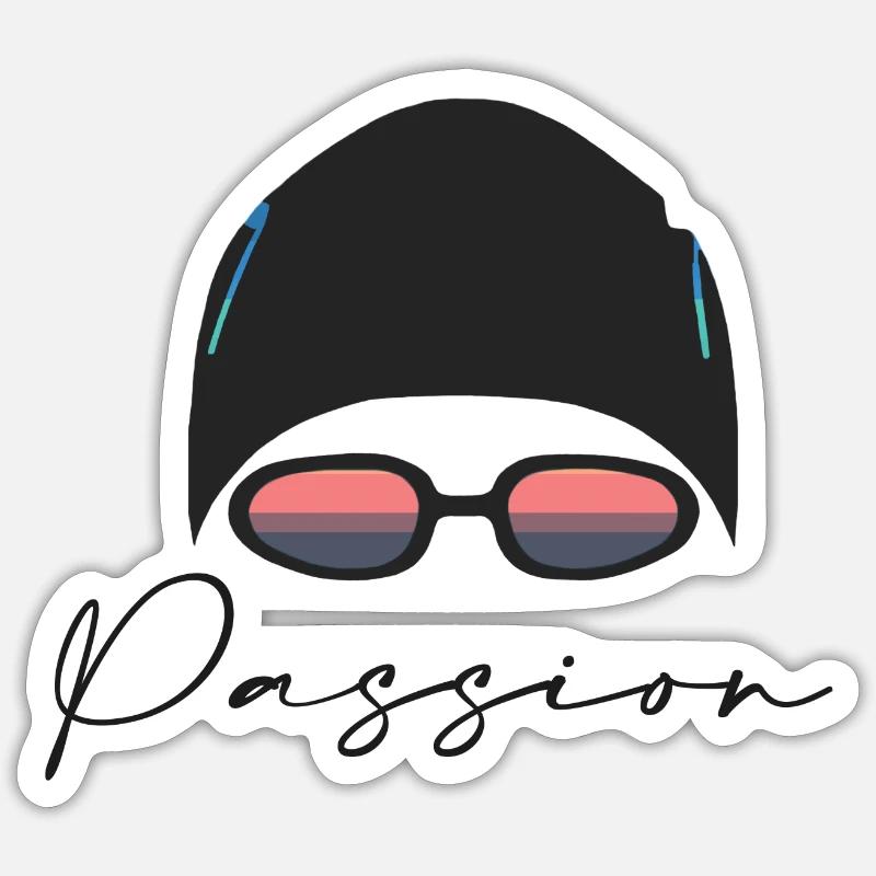 Nageur - Sticker taille S (10 x 10 cm) - blanc mat