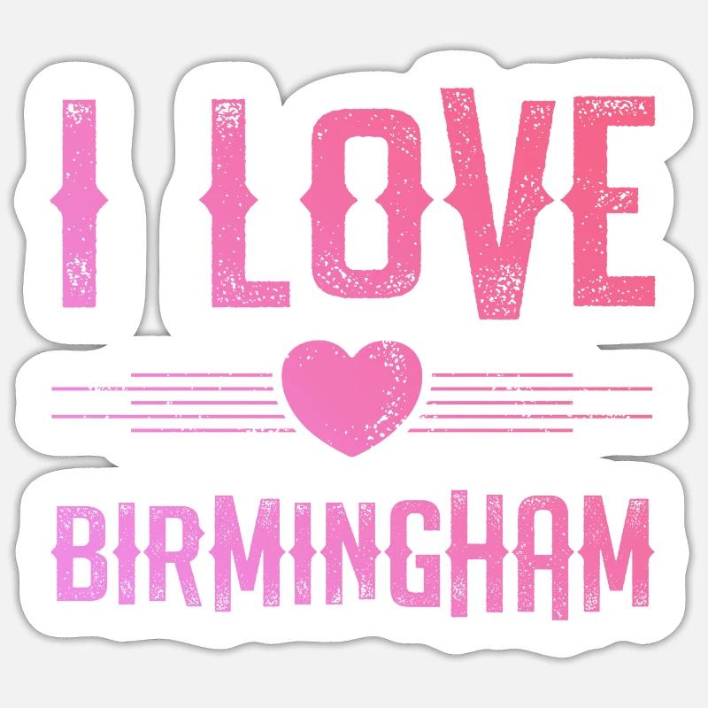 J’aime Birmingham - Sticker taille S (10 x 10 cm) - blanc mat