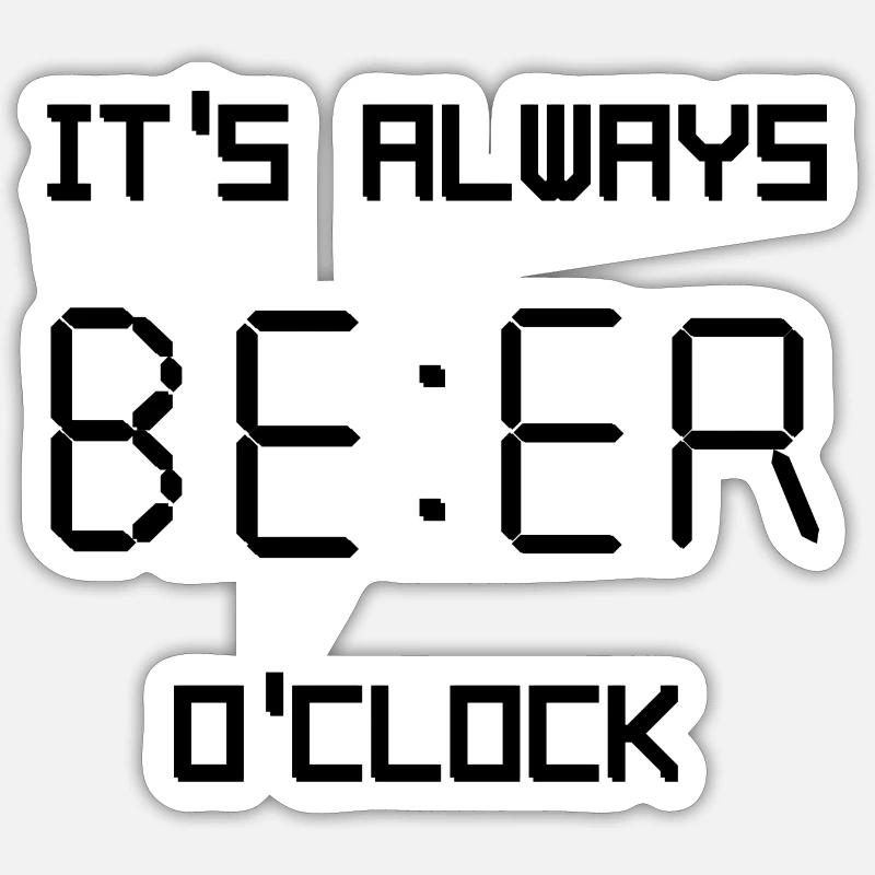 Bier Uhr - Sticker Größe S (10 x 10 cm) - Mattweiß