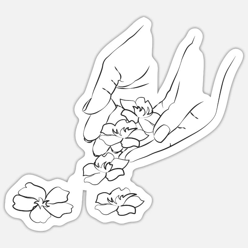 Line Art Hand - Sticker size S (10 x 10 cm) - white matte