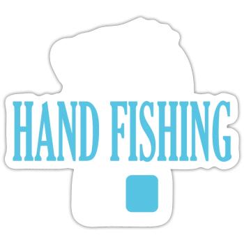 Fischer-Handangelmodus Ein - Sticker Größe S (10 x 10 cm) - Mattweiß - Vorne
