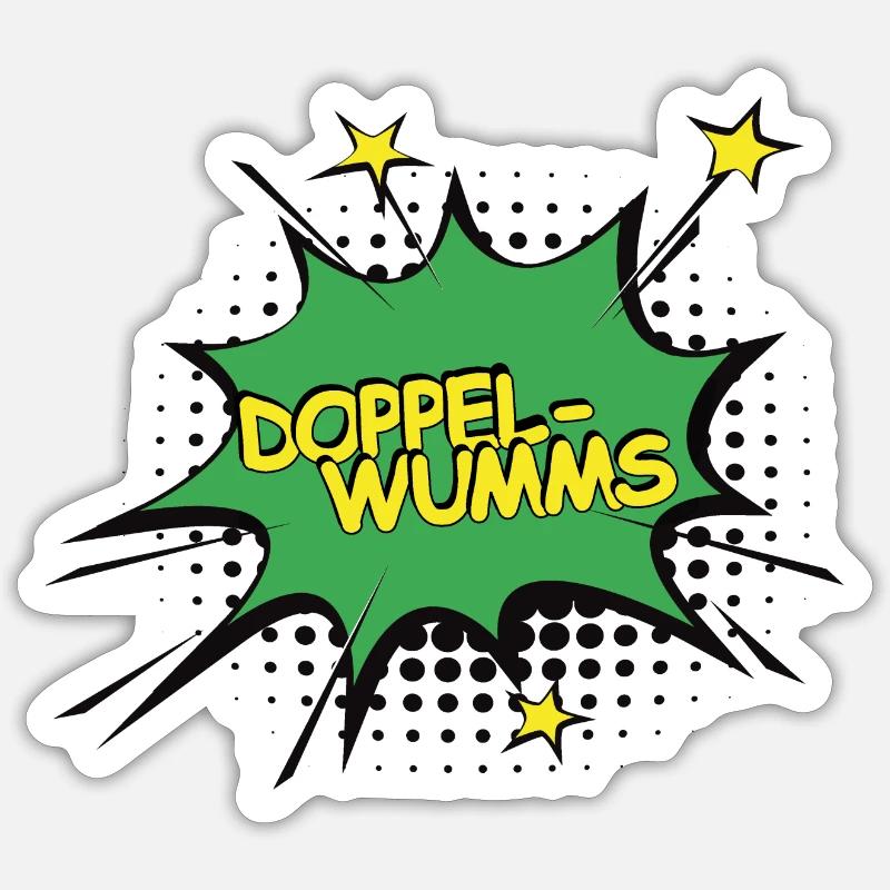 Doppelwumms Comic Style - Sticker Größe S (10 x 10 cm) - Mattweiß