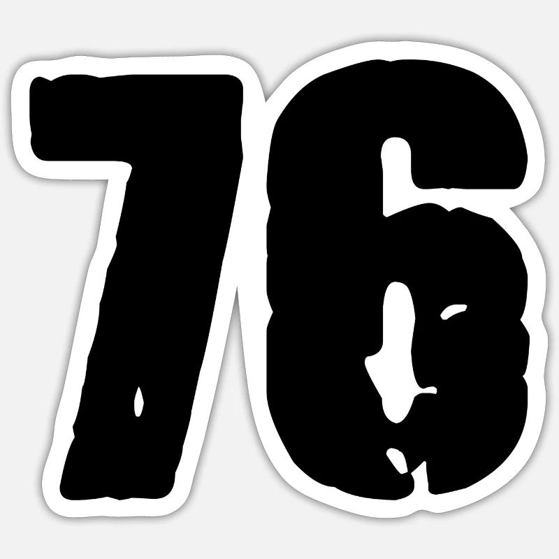 76 number jersey - Sticker size S (10 x 10 cm) - white matte