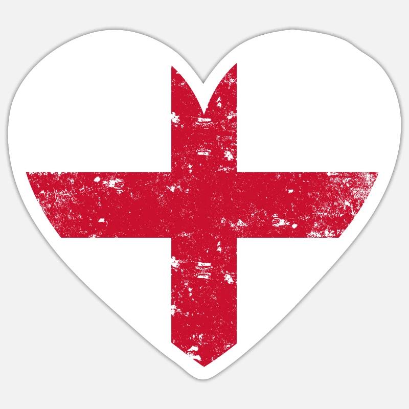 England Flaggenherz - Sticker Größe S (10 x 10 cm) - Mattweiß