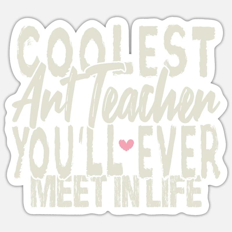Der coolste Kunstlehrer - Sticker Größe S (10 x 10 cm) - Mattweiß