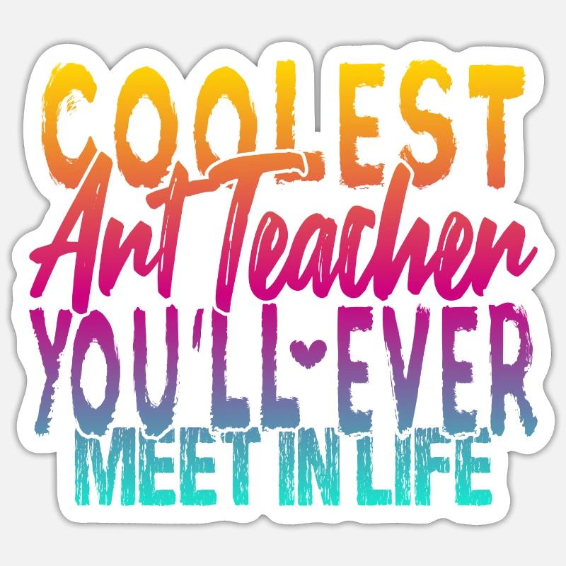 Der coolste Kunstlehrer - Sticker Größe S (10 x 10 cm) - Mattweiß