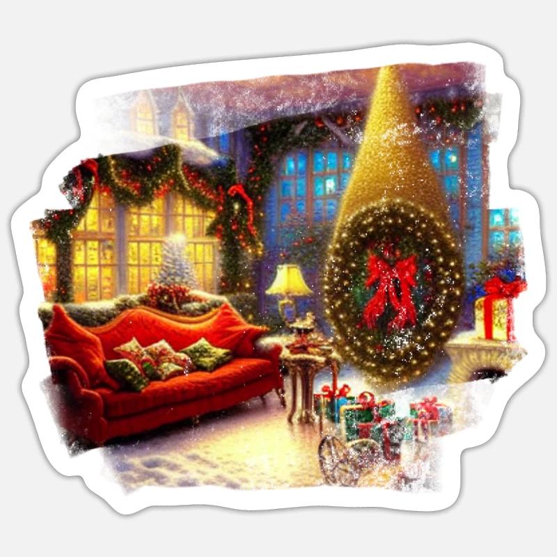 Noël - Sticker taille S (10 x 10 cm) - blanc mat