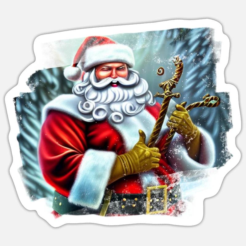Père Noël - Sticker taille S (10 x 10 cm) - blanc mat