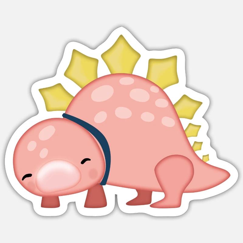 Dinosaure cute rose - Sticker taille S (10 x 10 cm) - blanc mat