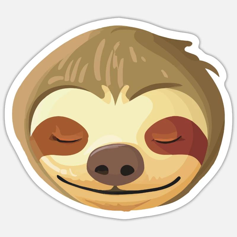 Sleeping Sloth Face - Sticker size S (10 x 10 cm) - white matte