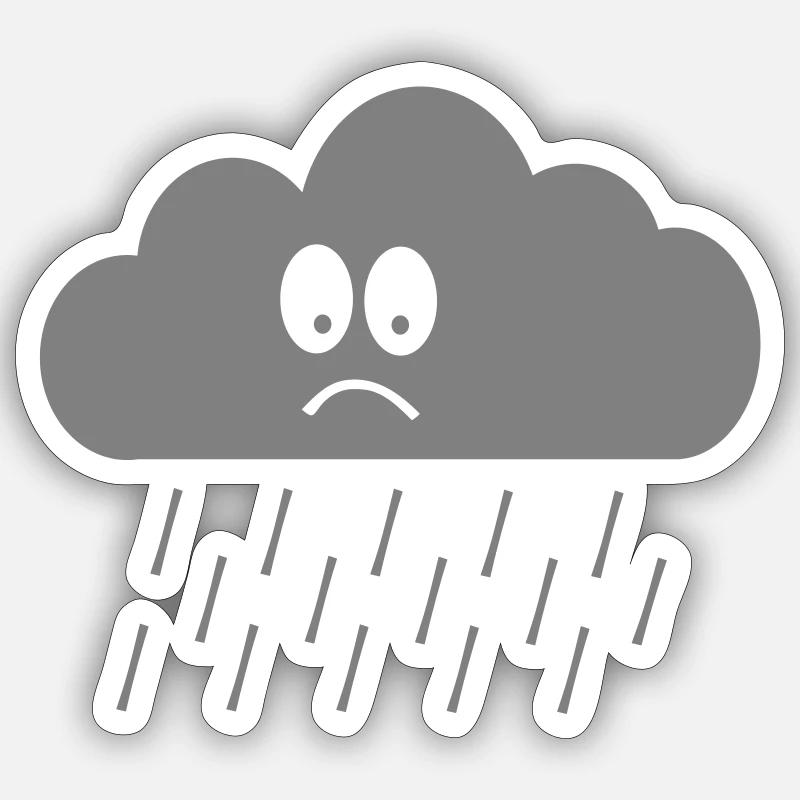 Sad Cloud face - Sticker size S (10 x 10 cm) - white matte