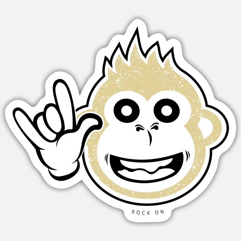 Rock on monkey - Sticker Größe S (10 x 10 cm) - Mattweiß