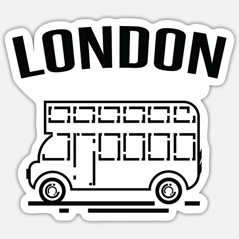Bus de Londres - Sticker taille S (10 x 10 cm) - blanc mat