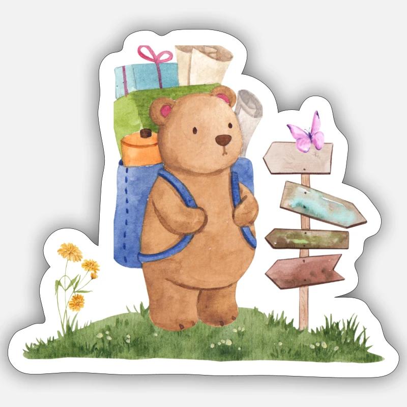 Camping Bear - Sticker size S (10 x 10 cm) - white matte