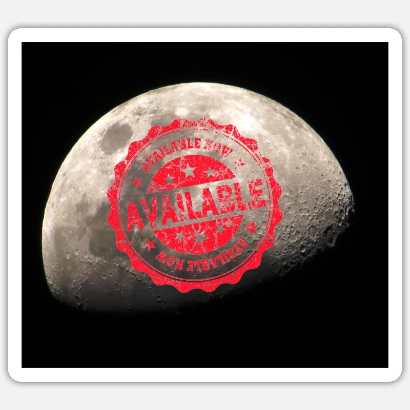 Moon, crescent, planet - Sticker size S (10 x 10 cm) - white matte