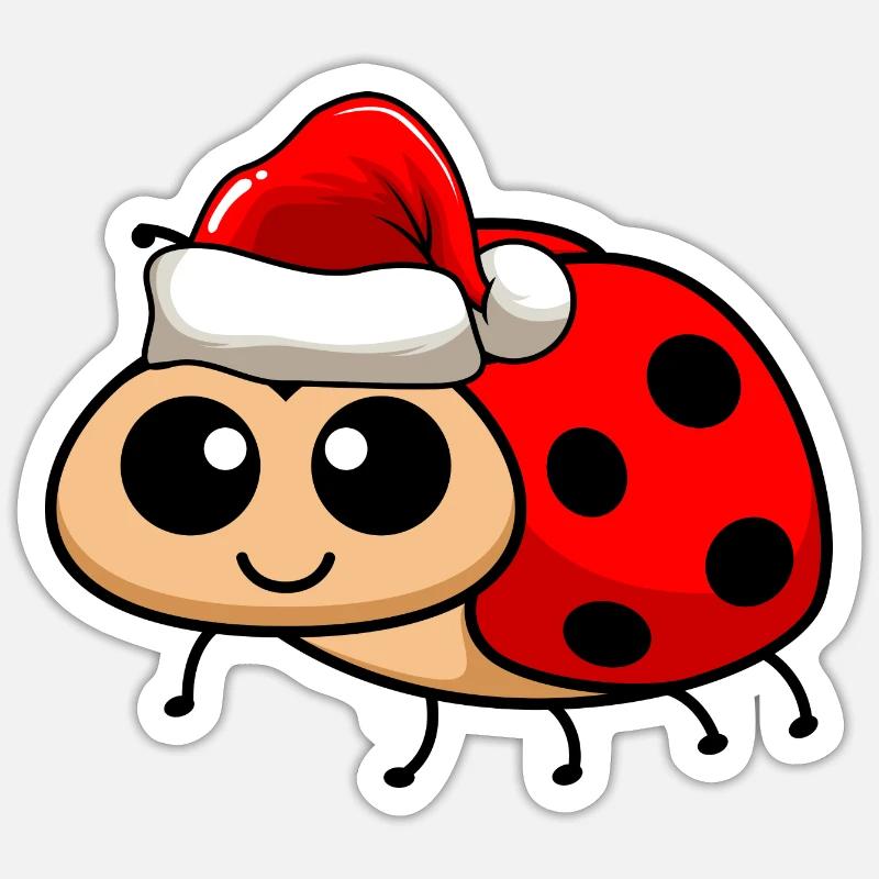 Marienkäfer Comic Weihnachten - Sticker Größe S (10 x 10 cm) - Mattweiß